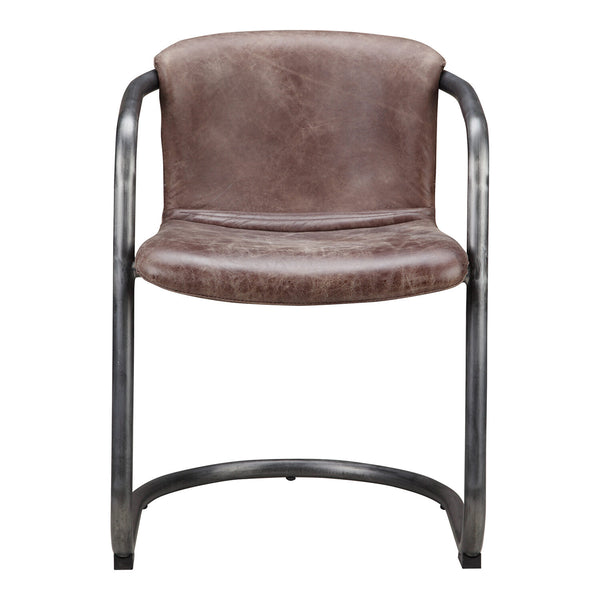 Freeman Dining Chair Set of 2 - Stylish Industrial Design with Top Grain Leather and Iron Frame