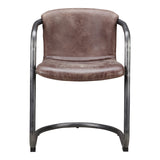 Freeman Dining Chair Set of 2 - Stylish Industrial Design with Top Grain Leather and Iron Frame