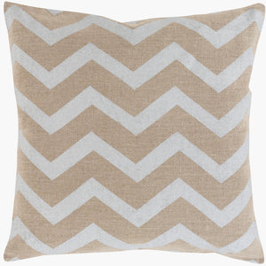Surya Metallic Stamped Accent Pillow - Modern 18"L X 18"W Linen Decor With Unique Design & Easy Care Tan Linen Ms002-2020p
