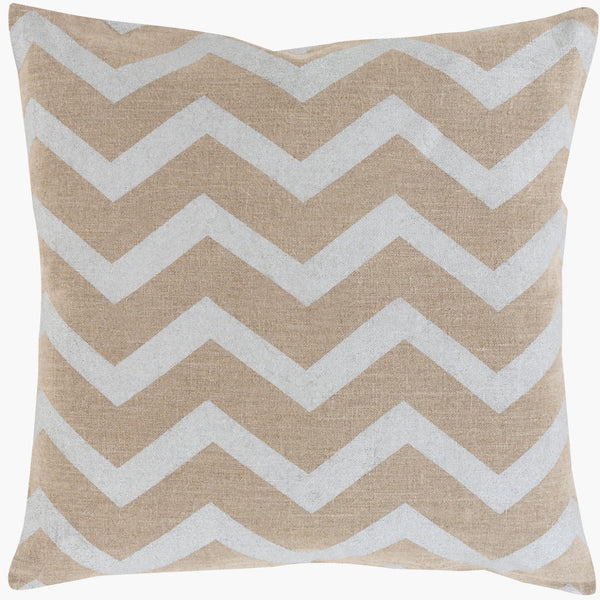 Surya Metallic Stamped Accent Pillow - Modern 18"L X 18"W Linen Decor With Unique Design & Easy Care Tan Linen Ms002-2020p