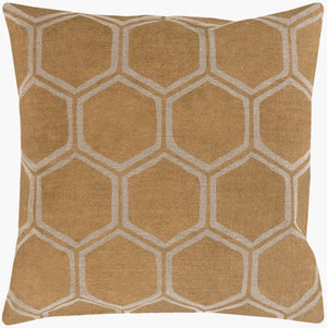Surya Metallic Stamped Accent Pillow - Modern 18"L X 18"W Linen Decor With Unique Design & Easy Care Tan Linen Ms007-2222