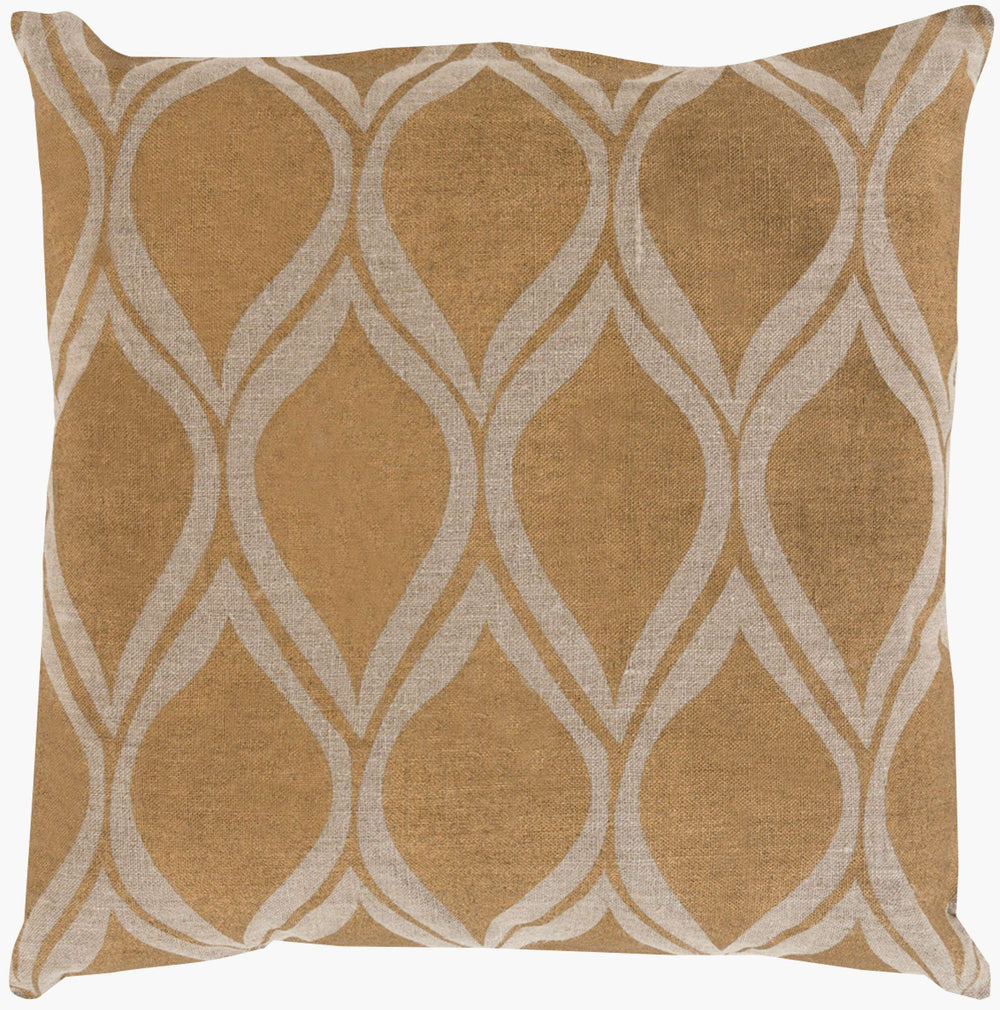 Surya Metallic Stamped Accent Pillow - Modern 18"L X 18"W Linen Decor With Unique Design & Easy Care Tan Linen Ms008-2222p