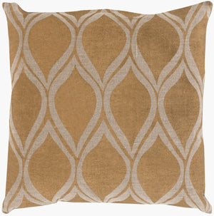 Surya Metallic Stamped Accent Pillow - Modern 18"L X 18"W Linen Decor With Unique Design & Easy Care Tan Linen Ms008-2222p