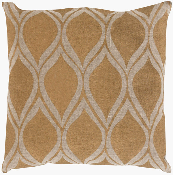 Surya Metallic Stamped Accent Pillow - Modern 18"L X 18"W Linen Decor With Unique Design & Easy Care Tan Linen Ms008-2222p