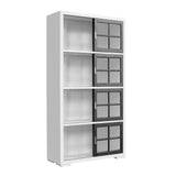 Contemporary 4-Shelf Sliding Door Bookcase Multi with White Finish P021773 Pulaski Furniture