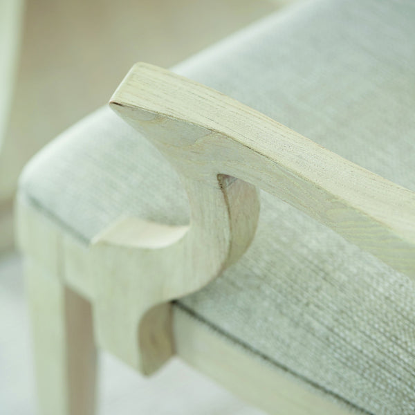 Bernhardt Bernhardt East Hampton Oval Back Arm Chair In Cerused Linen Finish — Plush Gray Upholstery, Sculpted Curves And Solid Ash Frame For Timeless Modern Comfort 395562