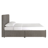 Homelegance By Top-Line Chase Grey Linen Upholstered Storage Platform Bed with Channel Headboard Grey Linen