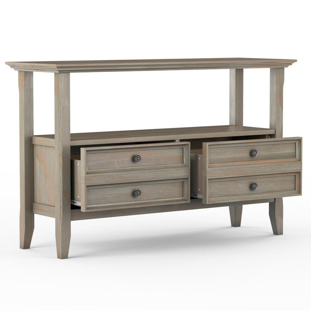 English Elm Amherst Console Sofa Table - Handcrafted Distressed Grey With Storage & Transitional Style B136P158317