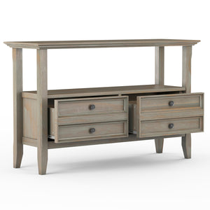 English Elm Amherst Console Sofa Table - Handcrafted Distressed Grey With Storage & Transitional Style B136P158317