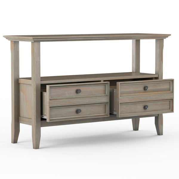English Elm Amherst Console Sofa Table - Handcrafted Distressed Grey With Storage & Transitional Style B136P158317