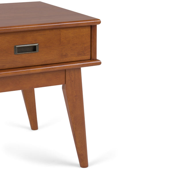 English Elm Draper Mid Century End Table In Teak Brown - Stylish Storage & Versatile Design For Any Space B136P158148