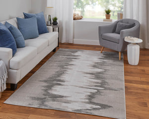 Feizy Rugs Micah Modern Abstract Low Pile Area Rug - Soft, Stain & Fade Resistant, Perfect For High Traffic Spaces Gray,Taupe,Ivory Polyester,Polypropylene 69439lqfivyslvg22