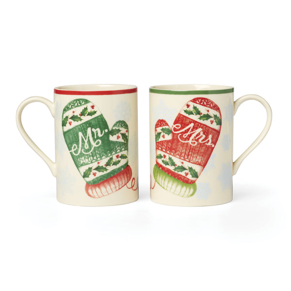 Lenox Holiday Mr. & Mrs. Mugs, Set of 2 Multi, WHITE PORCELAIN 896513