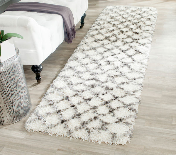 Safavieh Moroccan Shag 343 Power Loomed  Rug Ivory / Grey MSG343A-3