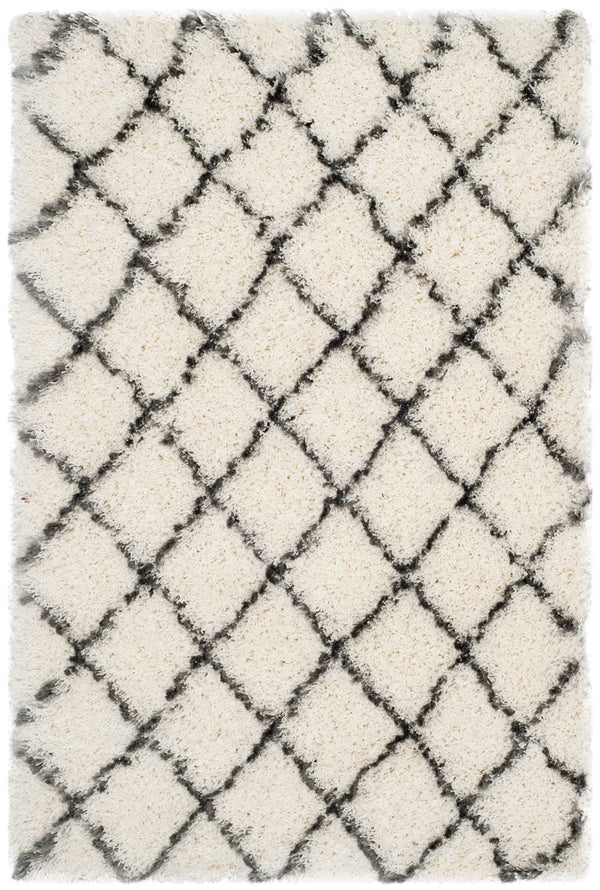 Safavieh Moroccan Shag 343 Power Loomed  Rug Ivory / Grey MSG343A-3
