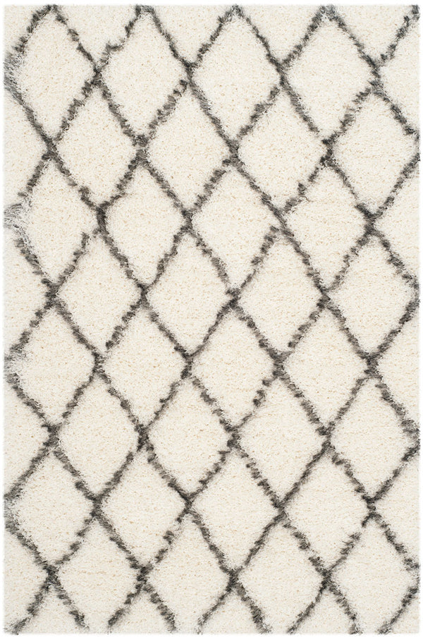 Safavieh Moroccan Shag 343 Power Loomed  Rug Ivory / Grey MSG343A-3