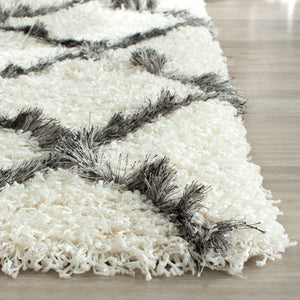 Safavieh Moroccan Shag 343 Power Loomed  Rug Ivory / Grey MSG343A-3