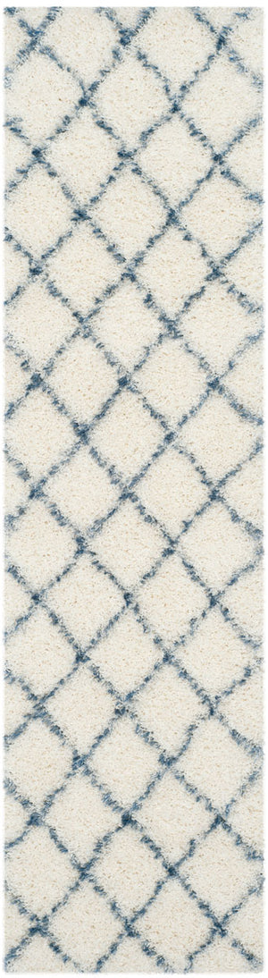 Safavieh Moroccan Shag 343 Power Loomed  Rug Ivory / Blue MSG343C-3