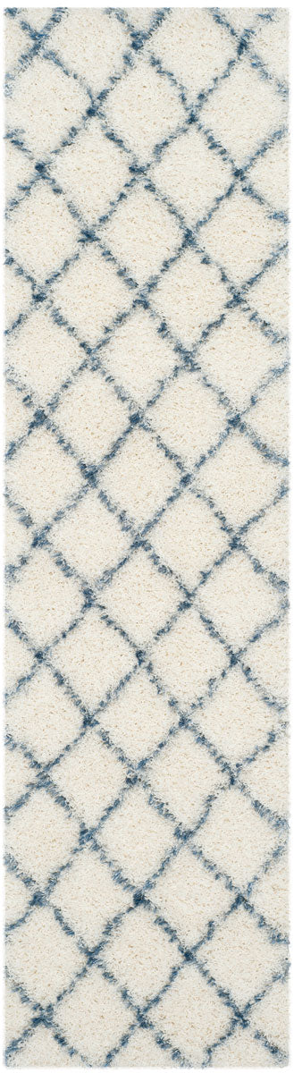 Safavieh Moroccan Shag 343 Power Loomed  Rug Ivory / Blue MSG343C-3