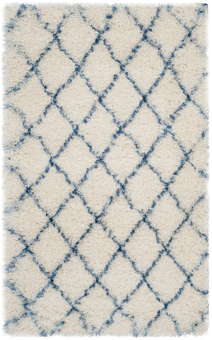 Safavieh Moroccan Shag 343 Power Loomed  Rug Ivory / Blue MSG343C-3