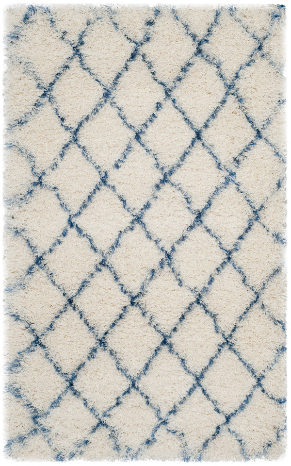 Safavieh Moroccan Shag 343 Power Loomed  Rug Ivory / Blue MSG343C-3