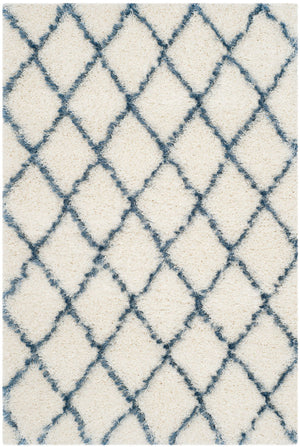 Safavieh Moroccan Shag 343 Power Loomed  Rug Ivory / Blue MSG343C-3