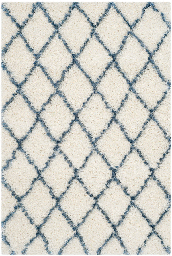 Safavieh Moroccan Shag 343 Power Loomed  Rug Ivory / Blue MSG343C-3