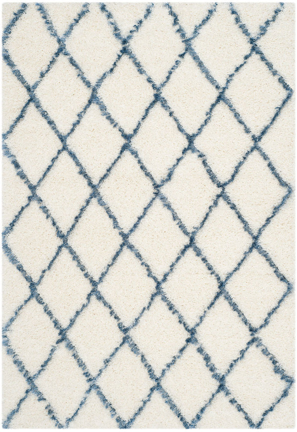 Safavieh Moroccan Shag 343 Power Loomed  Rug Ivory / Blue MSG343C-3