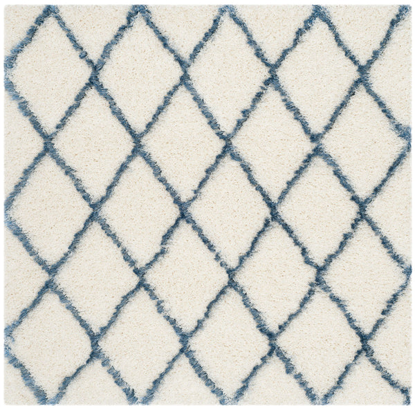 Safavieh Moroccan Shag 343 Power Loomed  Rug Ivory / Blue MSG343C-3