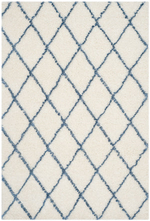 Safavieh Moroccan Shag 343 Power Loomed  Rug Ivory / Blue MSG343C-3