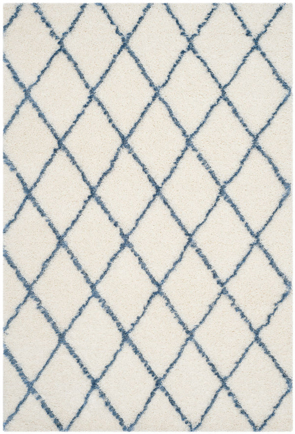 Safavieh Moroccan Shag 343 Power Loomed  Rug Ivory / Blue MSG343C-3