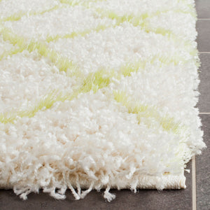 Safavieh Moroccan Shag 343 Power Loomed  Rug Ivory / Green MSG343D-4