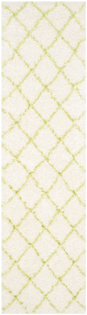 Safavieh Moroccan Shag 343 Power Loomed  Rug Ivory / Green MSG343D-4
