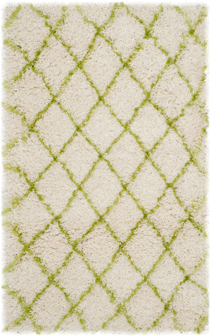 Safavieh Moroccan Shag 343 Power Loomed  Rug Ivory / Green MSG343D-4