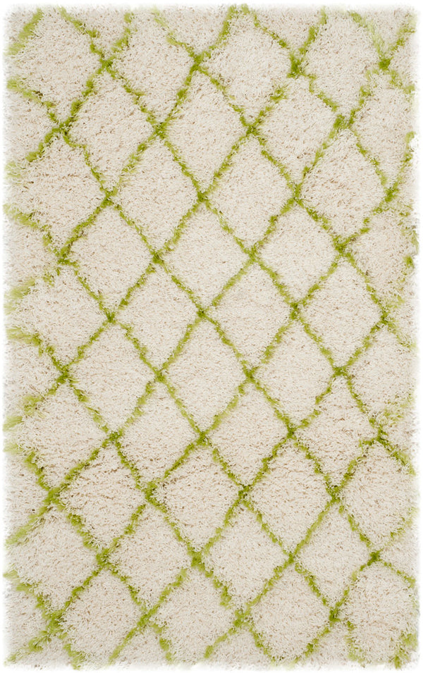 Safavieh Moroccan Shag 343 Power Loomed  Rug Ivory / Green MSG343D-4
