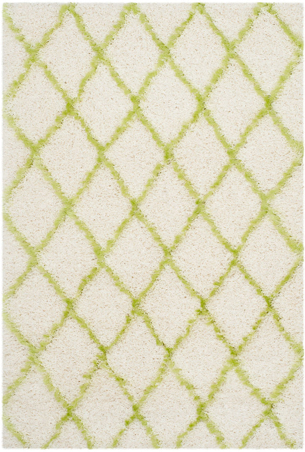 Safavieh Moroccan Shag 343 Power Loomed  Rug Ivory / Green MSG343D-4
