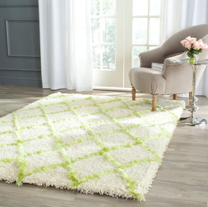 Safavieh Moroccan Shag 343 Power Loomed  Rug Ivory / Green MSG343D-4