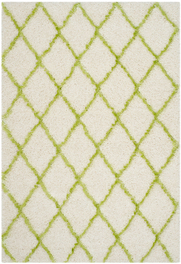 Safavieh Moroccan Shag 343 Power Loomed  Rug Ivory / Green MSG343D-4
