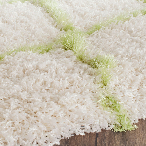 Safavieh Moroccan Shag 343 Power Loomed  Rug Ivory / Green MSG343D-4