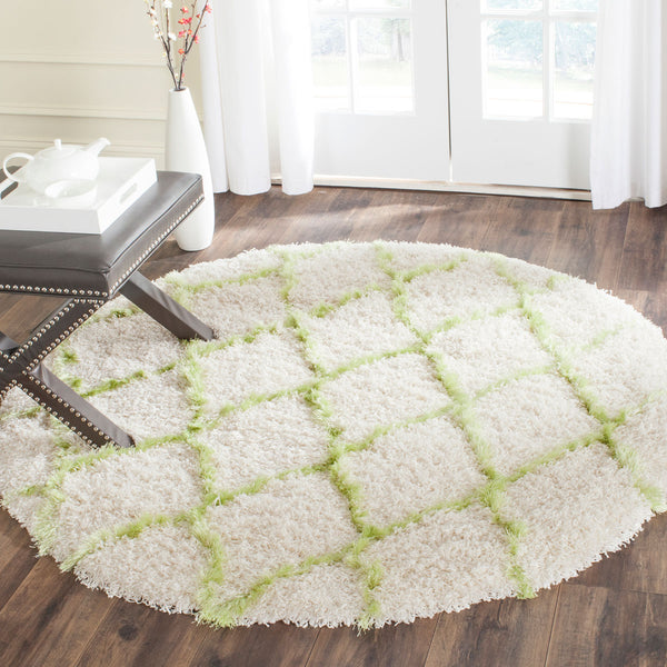 Safavieh Moroccan Shag 343 Power Loomed  Rug Ivory / Green MSG343D-4