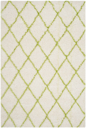 Safavieh Moroccan Shag 343 Power Loomed  Rug Ivory / Green MSG343D-4