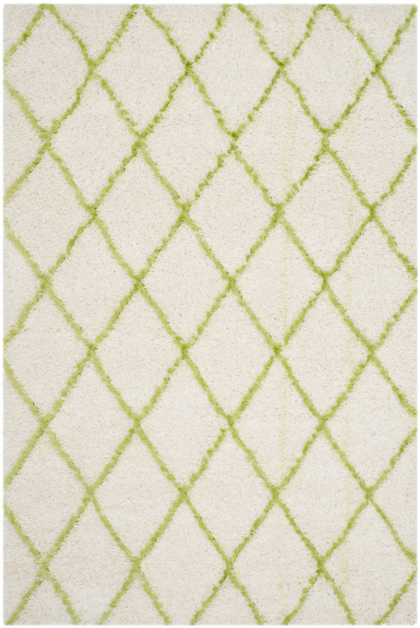 Safavieh Moroccan Shag 343 Power Loomed  Rug Ivory / Green MSG343D-4