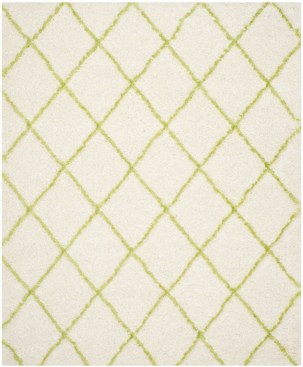 Safavieh Moroccan Shag 343 Power Loomed  Rug Ivory / Green MSG343D-4