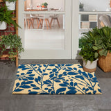 Nourison WaverlyWav17 Greetings WGT42 Machine Made Tufted  Indoor/Outdoor Botanical  Rug Navy, Navy 100% Coir 99446821898