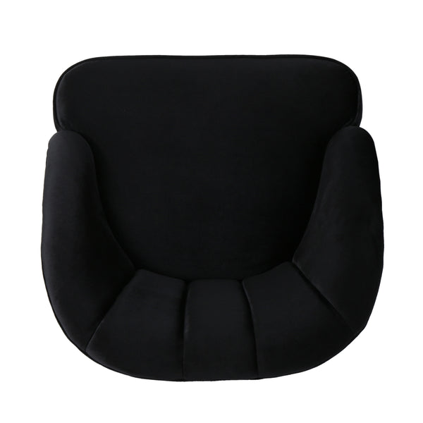 English Elm Chair Velvet Club Seat with Channel Stitching and Rubberwood Legs for Modern Interiors 61714.00BLK
