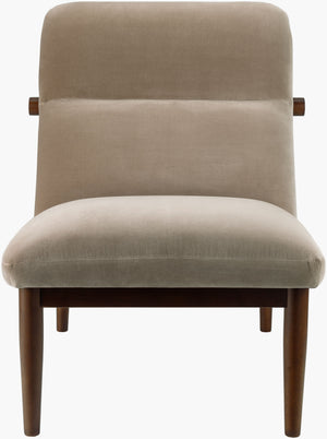 Surya Marsick Mid-century Modern Accent Chair - Luxurious Cotton Upholstery & Easy Maintenance Design Upholstery, Light Brown,Base, Dark Brown Cotton,Rubber Wood,Polyurethane Foam,Dacron Msk-001