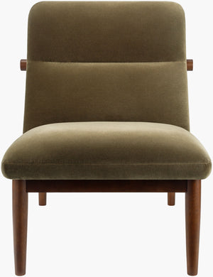 Surya Marsick Mid-century Modern Accent Chair - Luxurious Cotton Upholstery & Easy Maintenance Design Upholstery, Olive,Base, Dark Brown Cotton,Rubber Wood,Polyurethane Foam,Dacron Msk-002