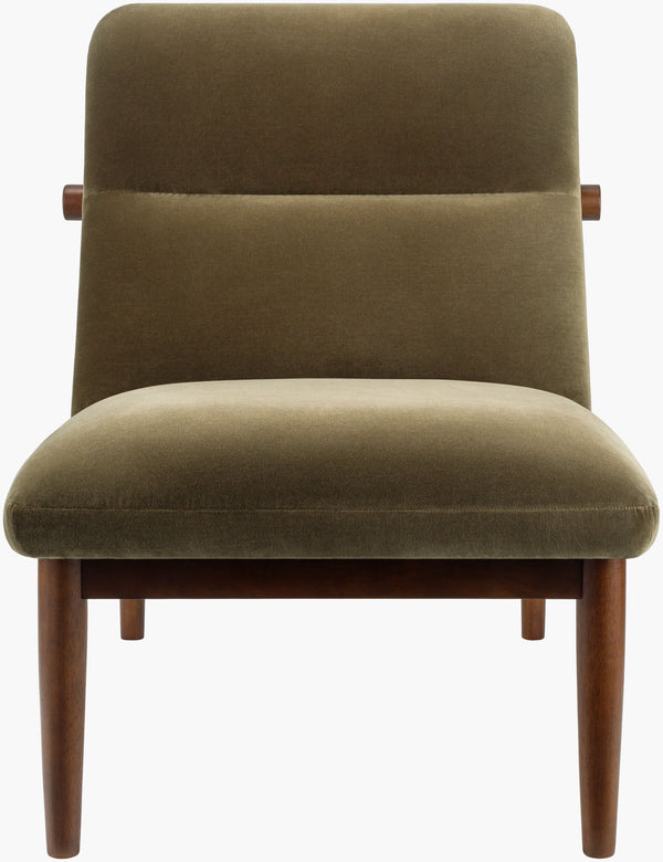 Surya Marsick Mid-century Modern Accent Chair - Luxurious Cotton Upholstery & Easy Maintenance Design Upholstery, Olive,Base, Dark Brown Cotton,Rubber Wood,Polyurethane Foam,Dacron Msk-002