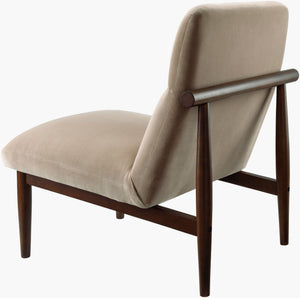 Surya Marsick Mid-century Modern Accent Chair - Luxurious Cotton Upholstery & Easy Maintenance Design Upholstery, Light Brown,Base, Dark Brown Cotton,Rubber Wood,Polyurethane Foam,Dacron Msk-001