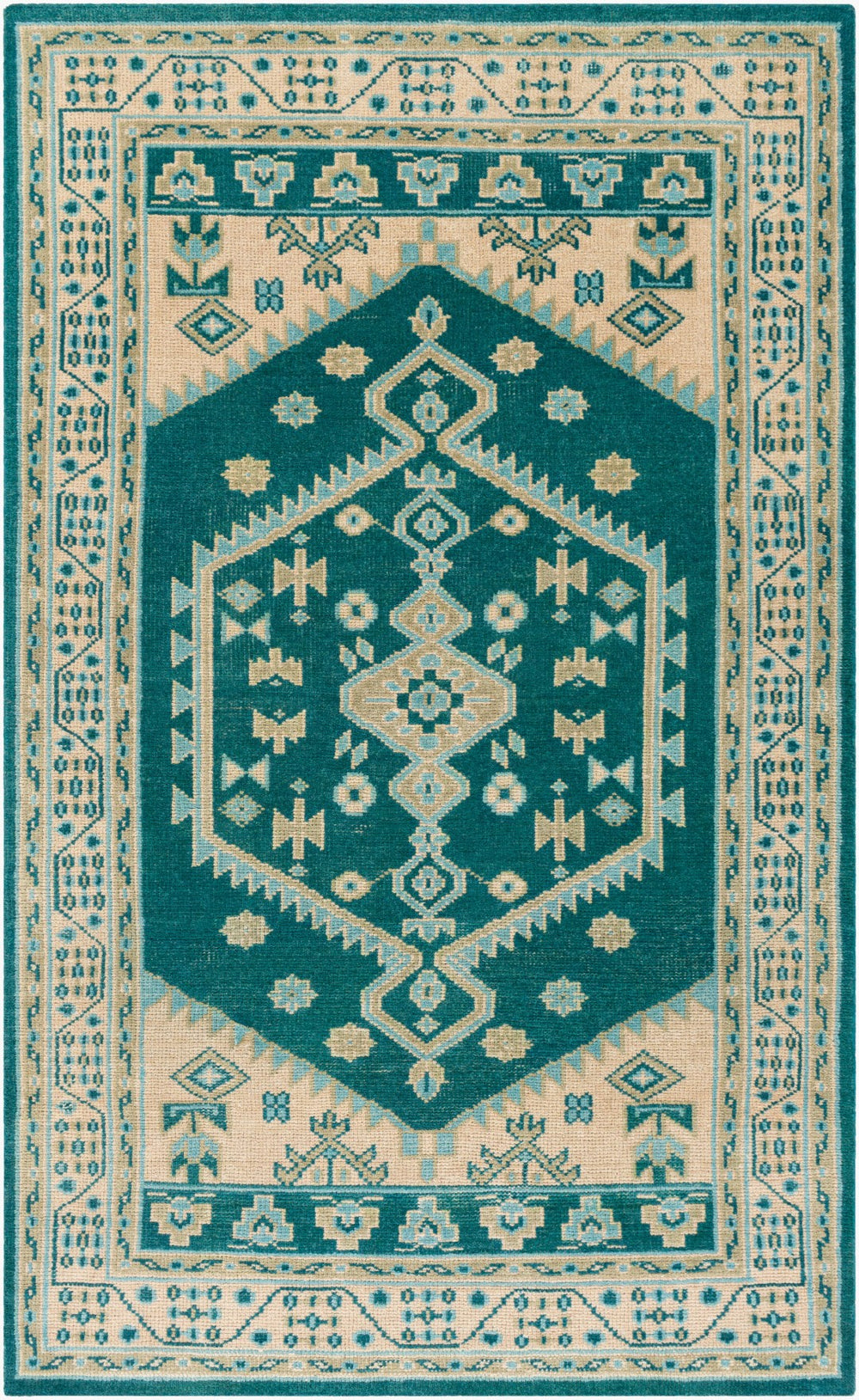 Surya Milas 2' X 3' Handmade Wool Rug - Exquisite Low Pile Design, Perfect For Elegant Home Décor Teal Wool Msl2301-576
